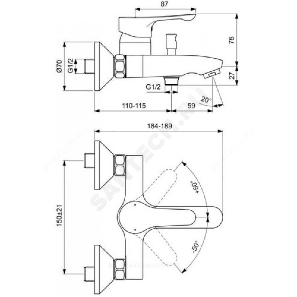 Промо-комплект для ванны с душем ALPHA Ideal Standard BD004AA