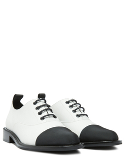 Женские комбинированные туфли бело-черные со шнурками