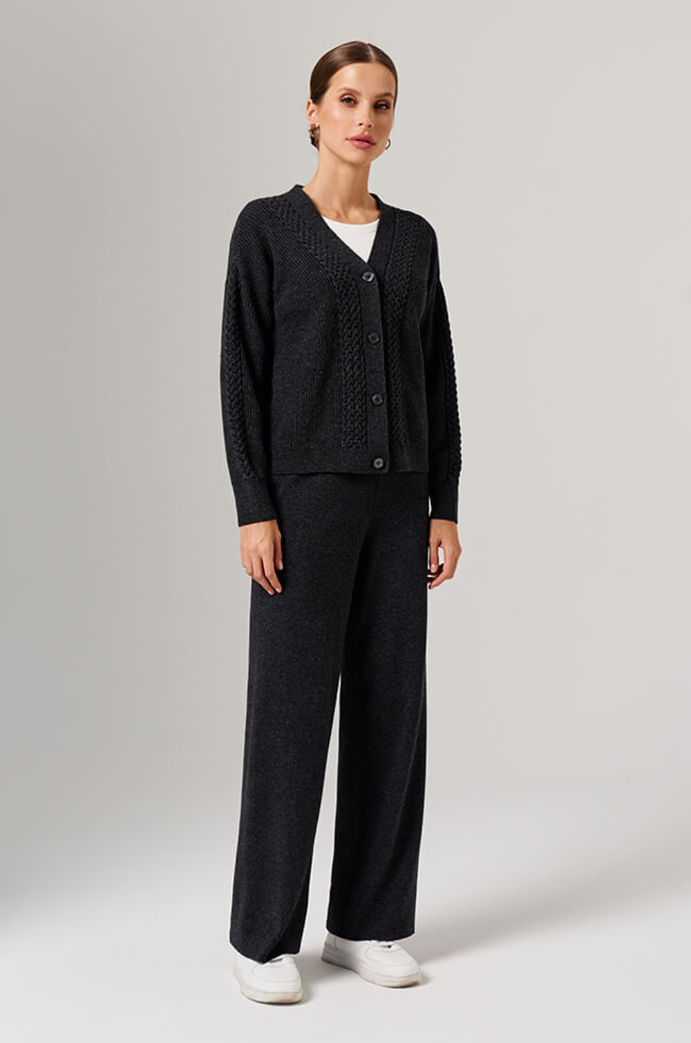 1908 Кардиган женский (темно-серый меланж)