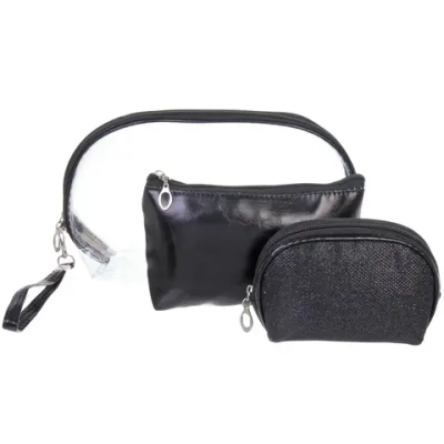 Косметички 3шт «ФРАТЕЛЛИ», цвет черный, 24*16*8см (лейбл Ultramarin)