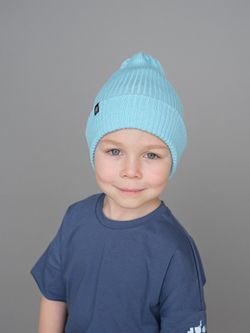 Шапка вязаная-резинка хлопковая КЭП(Голубой)