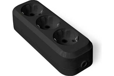 Колодка "UNIVersal" 3 гн. с/з AБС-пластик (еврослот) черный