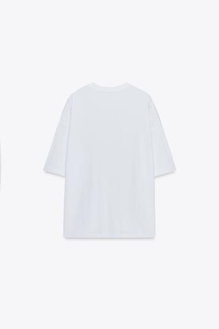 ZARA ФУТБОЛКА С НАДПИСЬЮ, БЕЛЫЙ