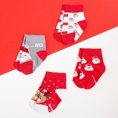 Новый год. Набор новогодних детских носков Крошка Я Give Joy , 4 пары, 10-12 см