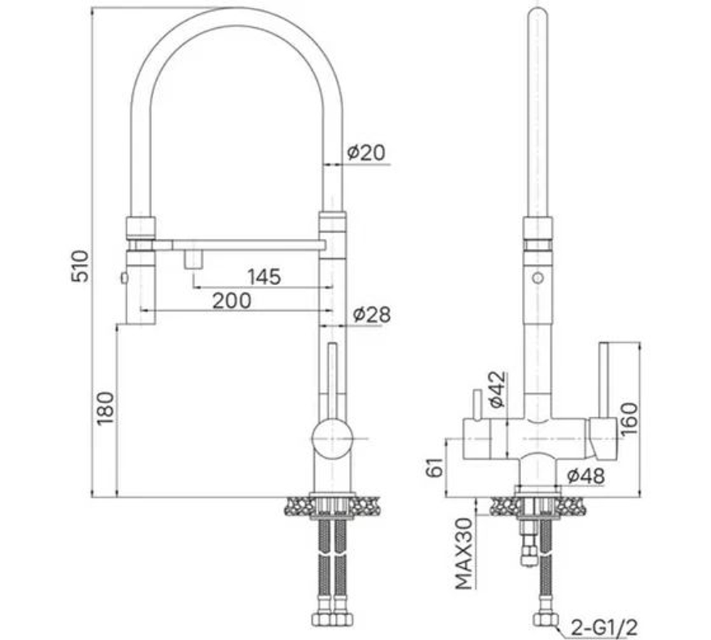 Смеситель для кухни с фильтром и гибким изливом, графит, Ace, IDDIS, ACEGMFFi05