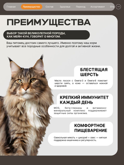 Корм сухой для взрослых стерилизованных кошек породы Мейн-кун, полнорационный комплекс, с индейкой, 400 гр, QUATTRO