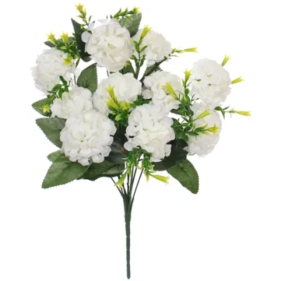 Искусственные цветы «Цветочная мелодия» Гортензии 40см 10 цветков белые
