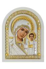 Казанская БМ, икона арочная, белое дерево 105х140