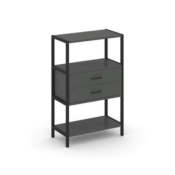 Shelf System Односекционный стеллаж трехярусный с ящиками SN.STM-312 Антрацит/Металл Черный 810*400*