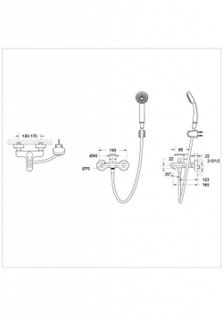 Смеситель для ванны с коротким изливом с аксессуарами Bravat Stream-D