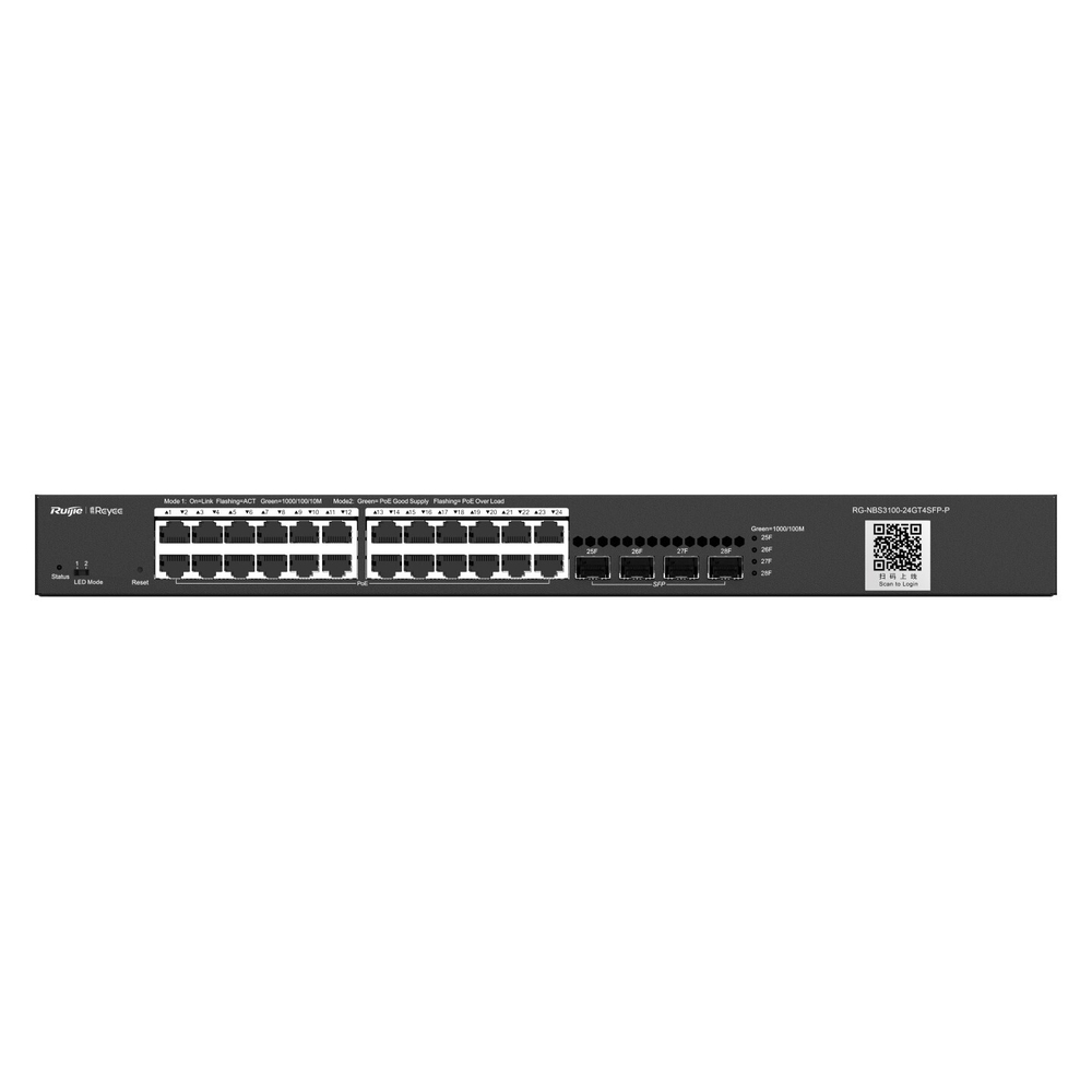 Коммутатор POE ПОЕ 24-Port Ruijie Reyee RG-NBS3100-24GT4SFP-P 4-Port SFP