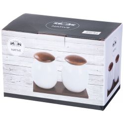 НАБОР БАНОК С ДЕРЕВ. КРЫШКОЙ LEFARD "NATIVE" 18,5*12 СМ 400 МЛ 2 ШТ. НА ДЕРЕВ. ПОДСТАВКЕ (КОР=18ШТ.)