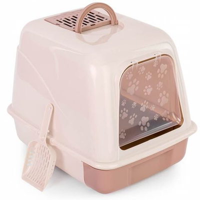 Туалет для кошек закрытый с выдвижным лотком "Alta", бежевый