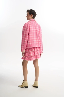 Двубортный жакет-бомбер розовый