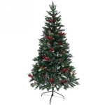 Ёлка «Маскарад» 150 см, ПВХ+резина с шишками, ягодами и снегом (447 веток)