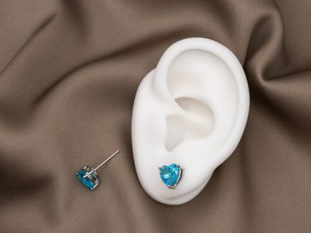 Серьги-гвоздики "Голубое Сердце" 9мм
