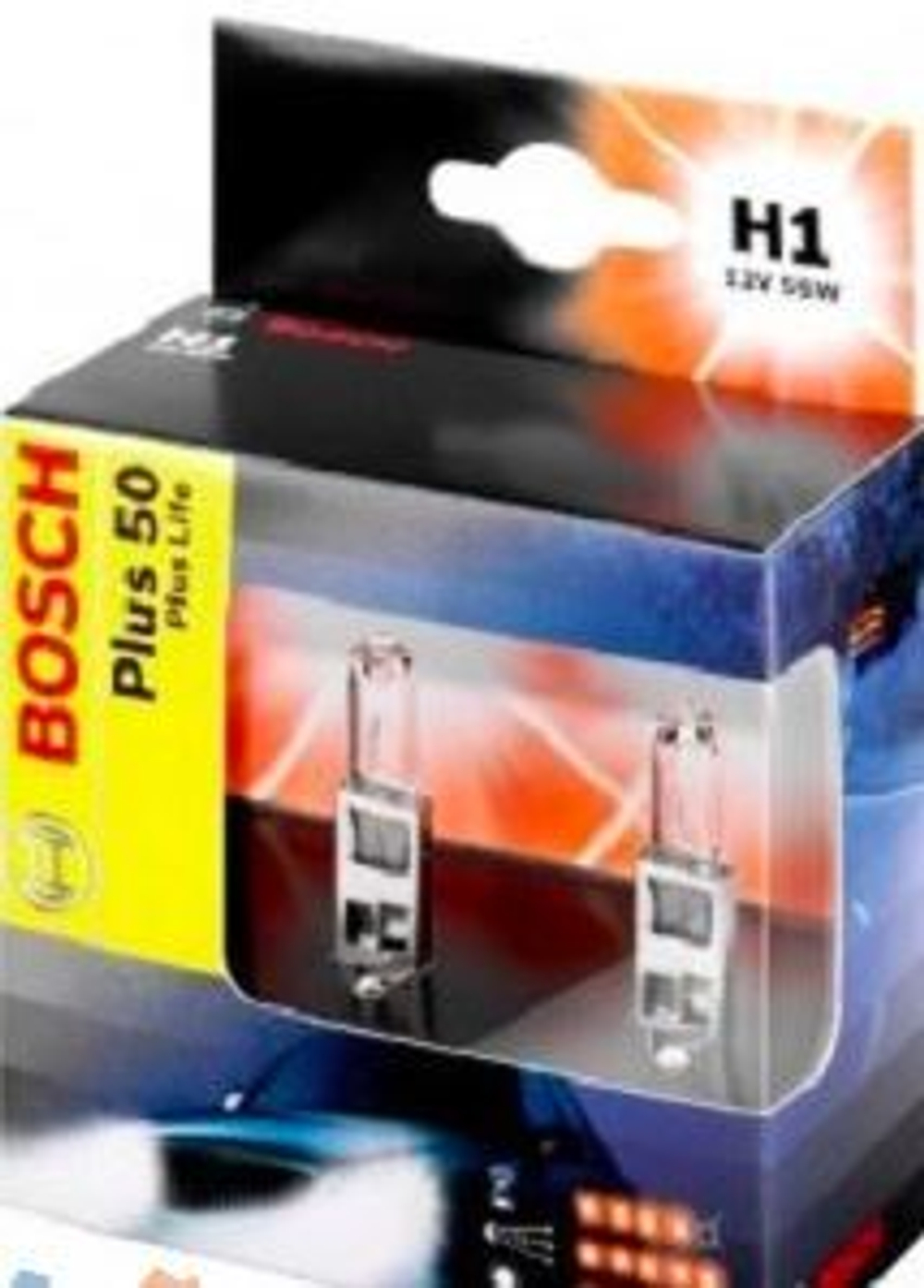 Автолампа H1 12v 55W BOSCH Plus 50 plus Life к-т #1987301071-8gv