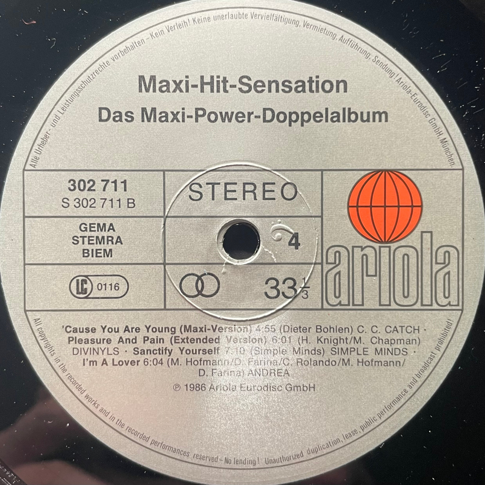 Сборник Maxi Hit Sensation - Das Maxi Power Doppelalbum 2LP (Европа 1986г.)