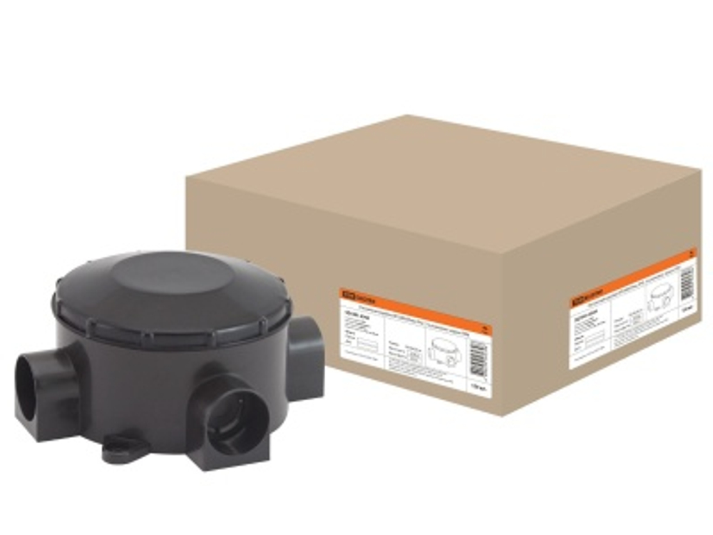 Коробка распаячная ОП D80x35мм IP42 3х рож чернаяTDM