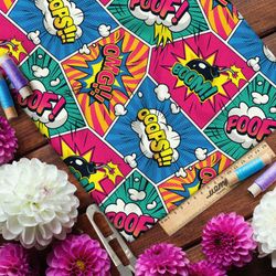 Ткань атлас громкие звуки из комиксов