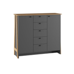 Модульная стенка в гостиную Дуб крафт золото/Графит 122,3х52,3х210 см