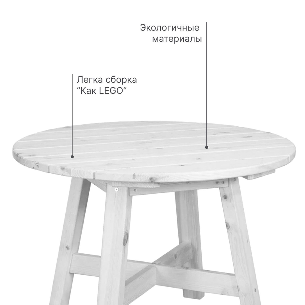 Стол садовый Ойвинд 105x105 см массив сосны цвет белый