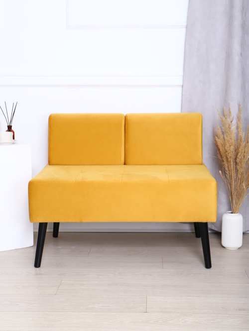 Диван "Twist" антивандальный велюр Mustard/венге. Для кухни, прихожей, салона красоты, офиса. 100х67х80 см