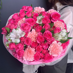 Букет "Летиция" (кустовая роза ,альстромерия,диантус)