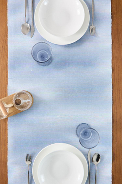 ZARA HOME РЕБРИСТАЯ НАСТОЛЬНАЯ ДОРОЖКА, СИНИЙ