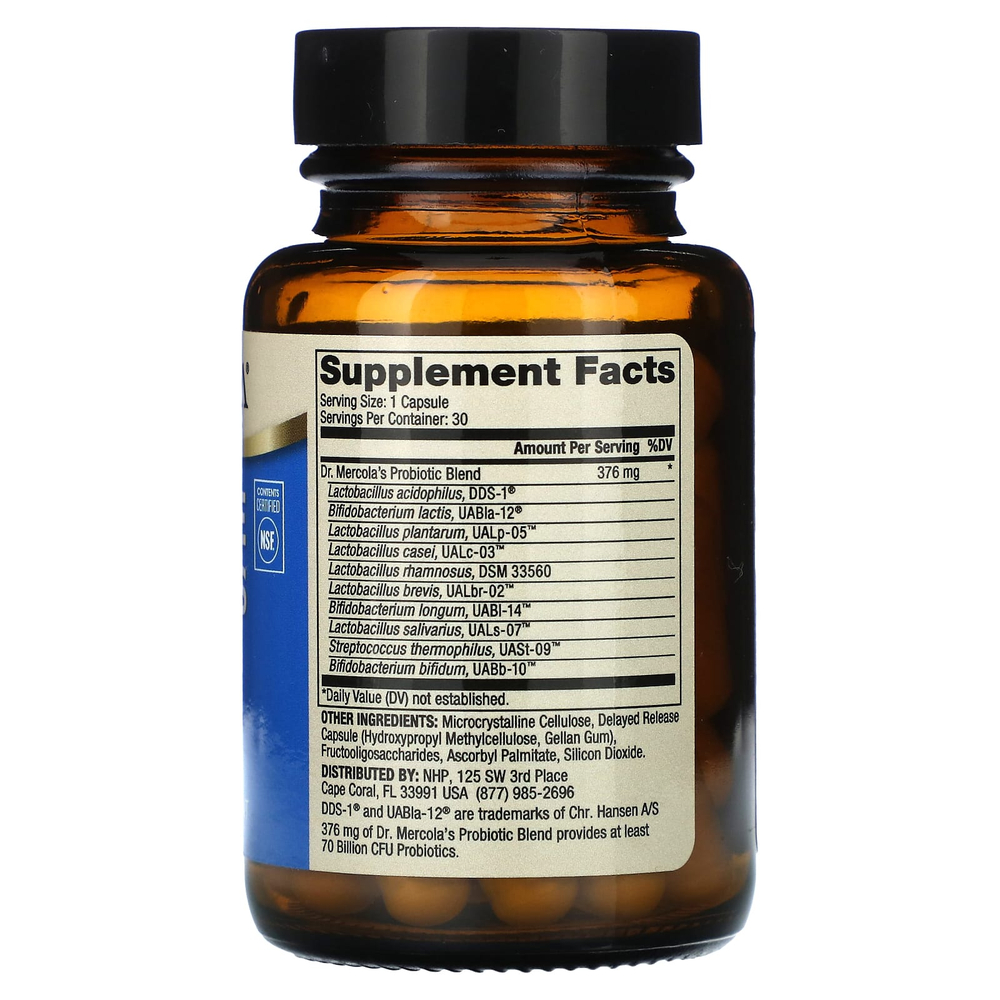 Dr. Mercola, Полноценные пробиотики, 70 млрд КОЕ, 30 капсул
