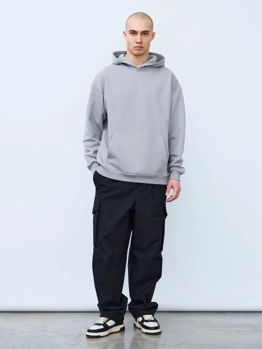 Худи оверсайз с начесом (серый)