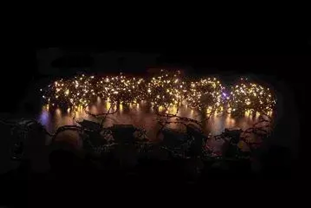 Комплект гирлянды на деревья, 100 м., 5 лучей по 20 м., 1000 теплых белых LED, 24В, IP 54, мерцание, черный провод, TeamProf (TPF-S5*20F-B/WW)