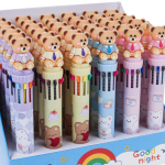 Ручка шариковая многоцветная "Мишка", 10цв., 4 вида микс