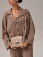 Сумка кожаная кросс-боди 3520 розово-бежевый/бизон