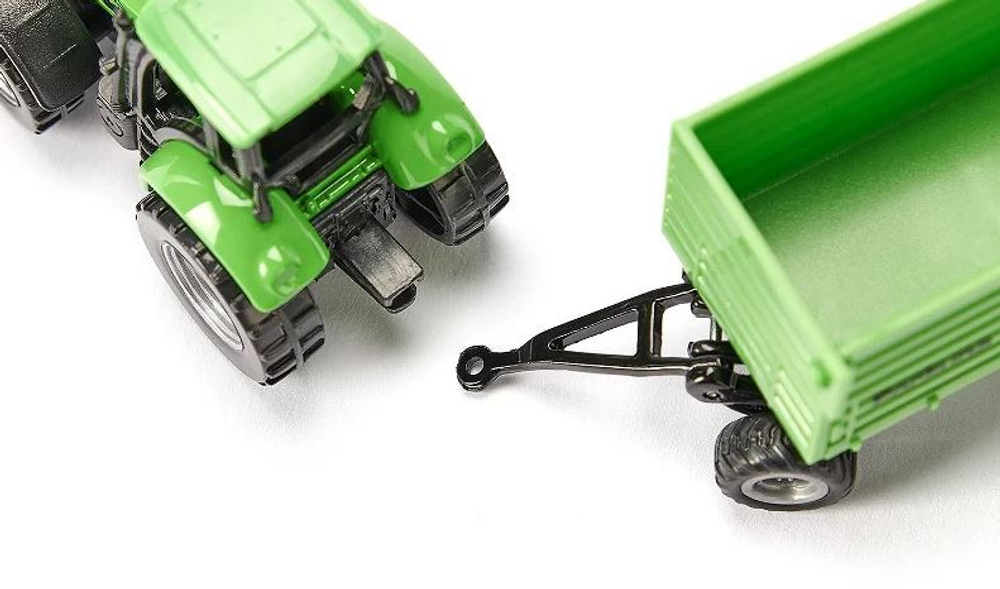 Трактор DEUTZ-FAHR с 4хколесным прицепом, Siku