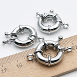 Замок-штурвал, цвет серебро (родий), размер 19 мм, цена за 1 шт