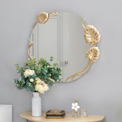 Зеркало настенное Monstera Deliciosa (Монстера) Айвори Мраморное золото