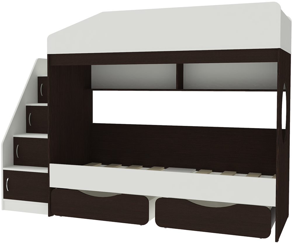 Двухъярусная кровать КарИВи Л-10.3 Белый  Венге