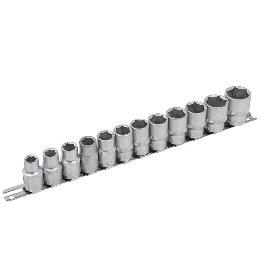 Набор головок 12пр. 1/2''6гр.(10-19,22,24мм), на планке RockForce##Rock FORCE RF-4121-5