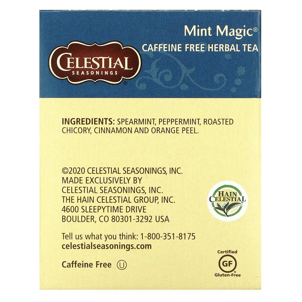 Celestial Seasonings, Herbal Tea, Mint Magic®, без кофеина, 20 чайных пакетиков, 41 г (1,4 унции)