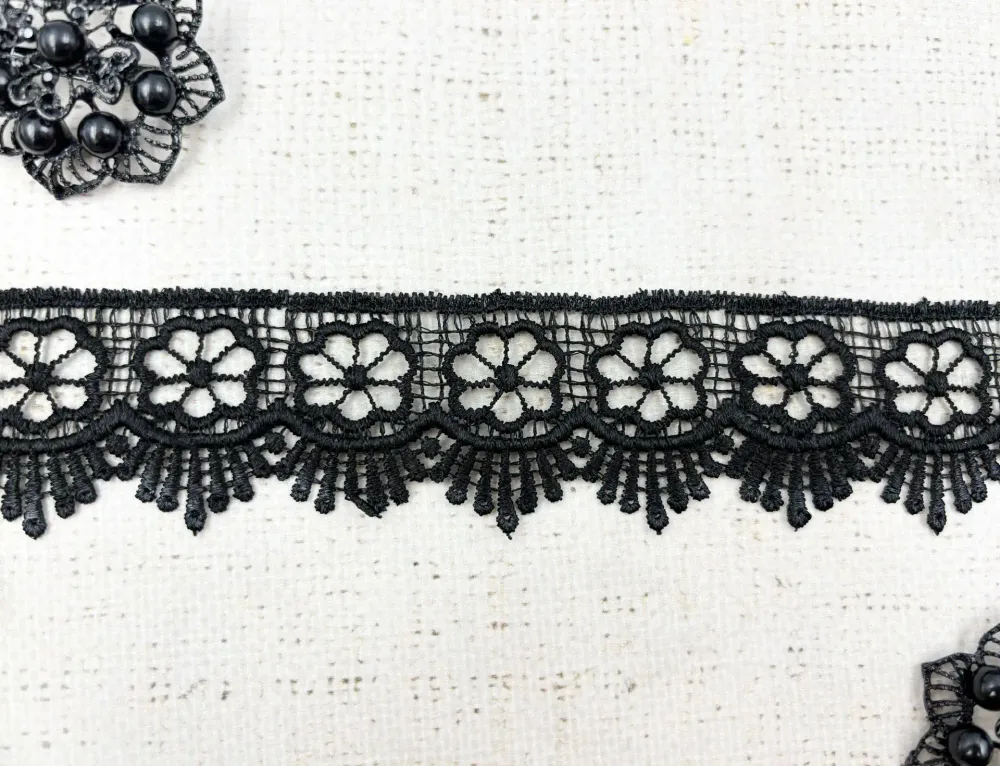 Кружево плетеное, ш. 4 см, чёрный
