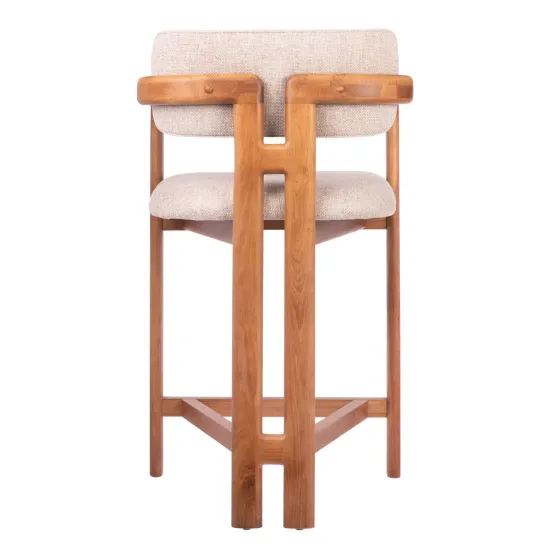 Стул полубарный Rich рогожка латте с ножками цвета орех