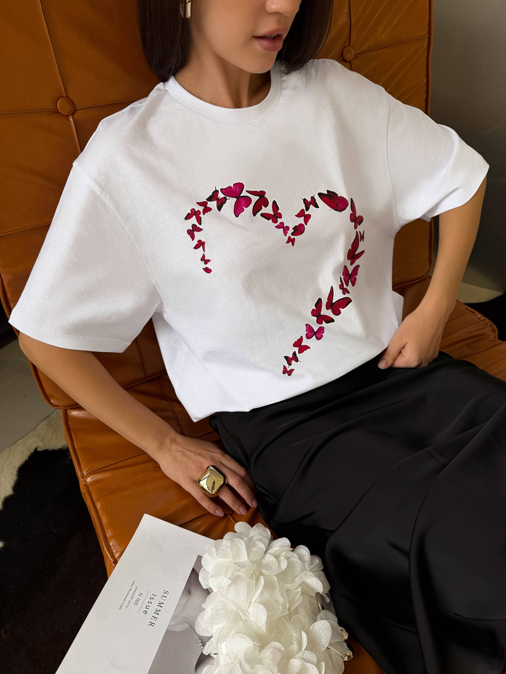 Футболка оверсайз с принтом длинная14