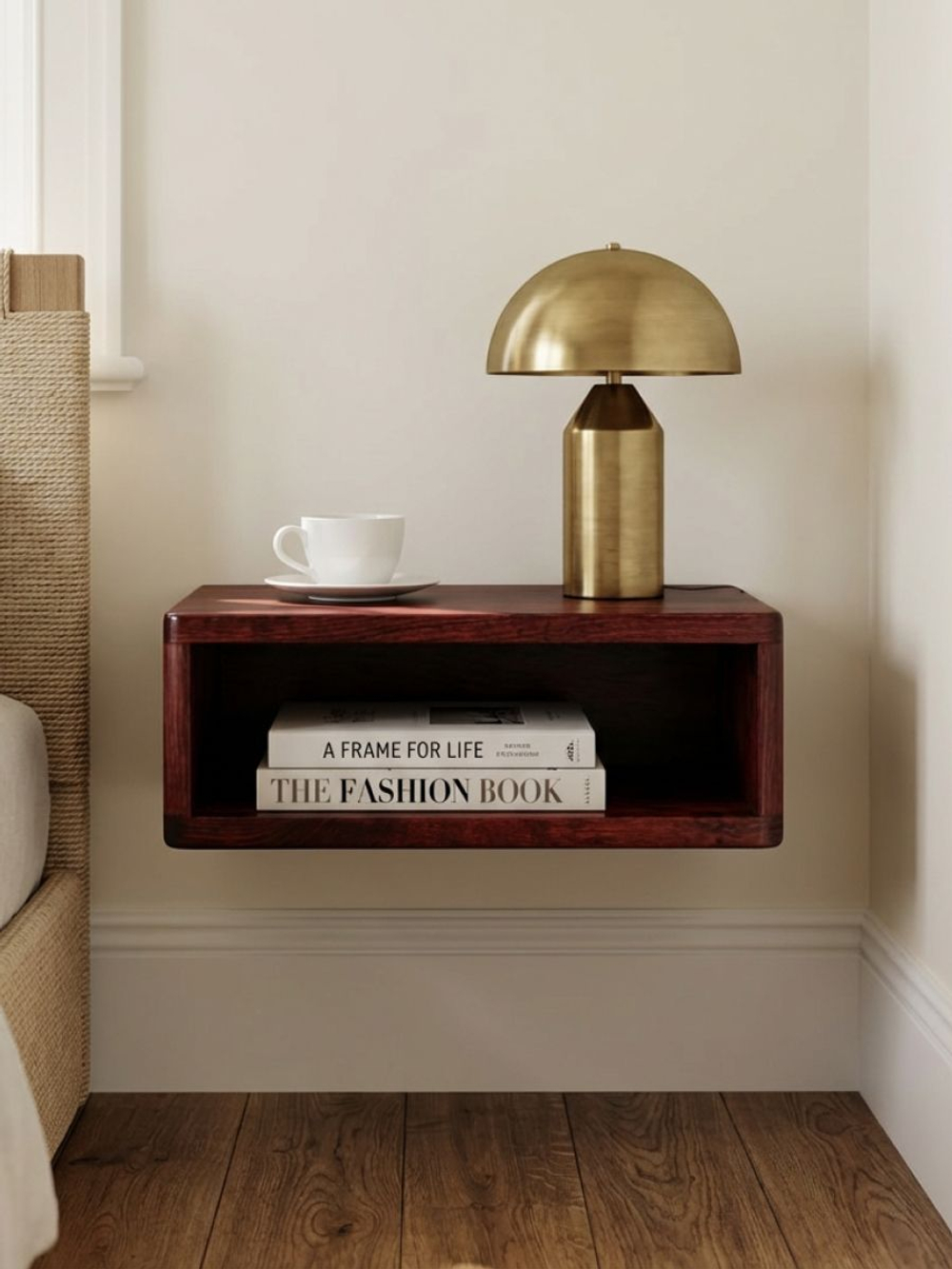 Тумба прикроватная, 47х29х14.5, Мелания, подвесная, с полкой, массив березы, Dipriz