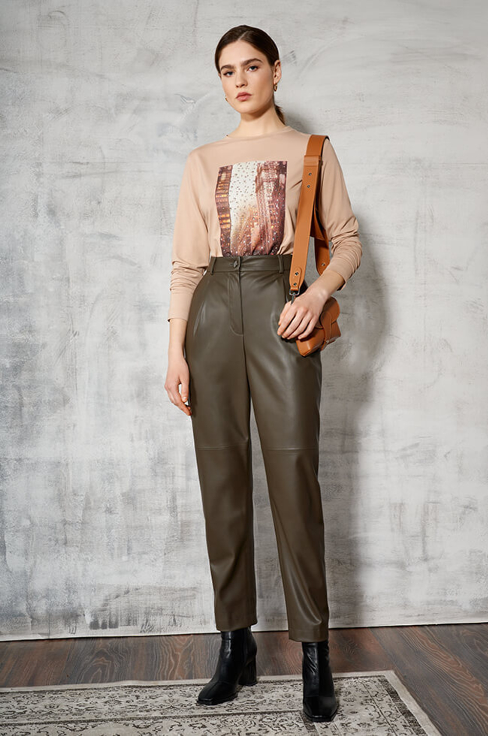 3848 Брюки женские (темно-оливковый)