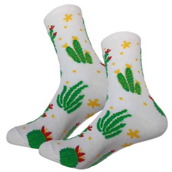 Носки "Кактусы цветут", р-р  36-42 (белый)