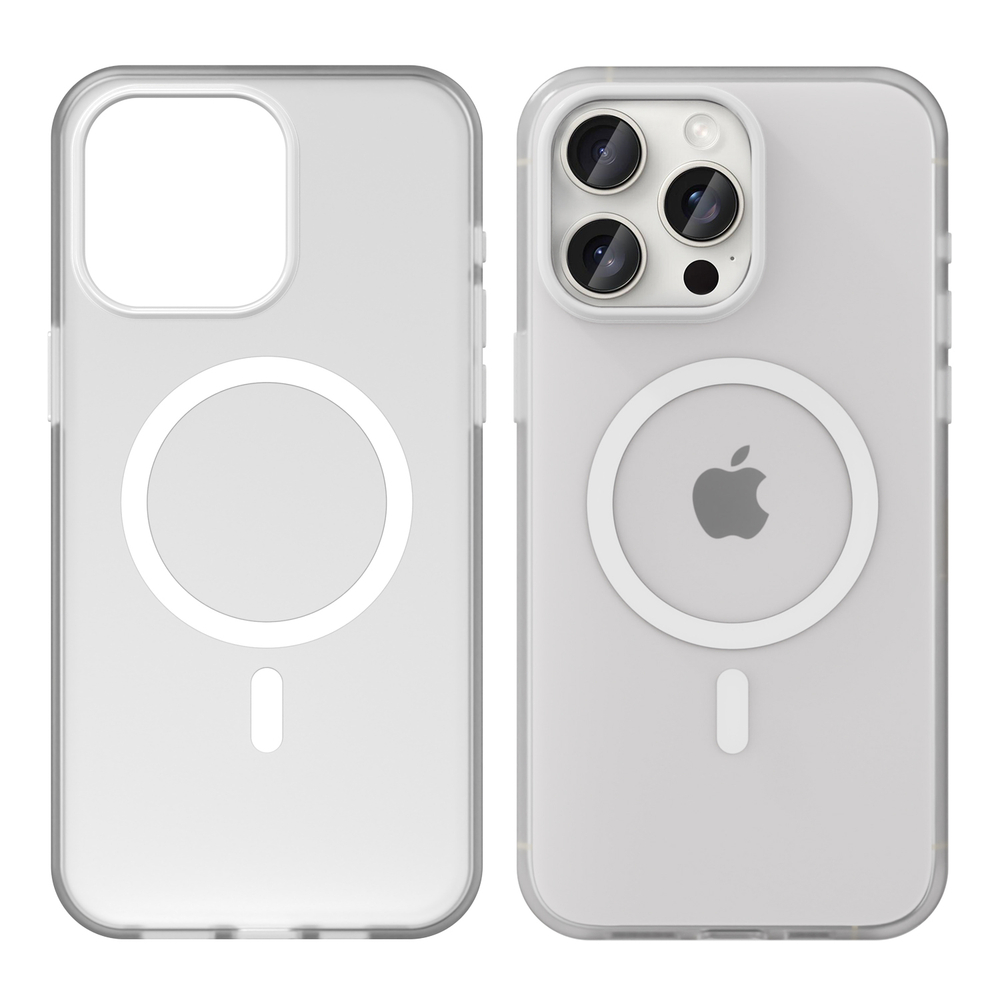 Чехол с вставками белого цвета и поддержкой MagSafe для смартфона iPhone 15 Pro, серия Frosted Magnetic