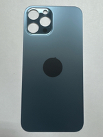 Задняя крышка для iPhone 12 Pro Max Синий (стекло, широкий вырез под камеру, логотип)