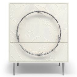 Комод Арт Колор leaves с 3-мя ящиками Стайл Сильвер Белый опал