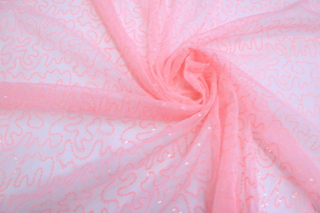 Пайетки на сетке светло-розовые